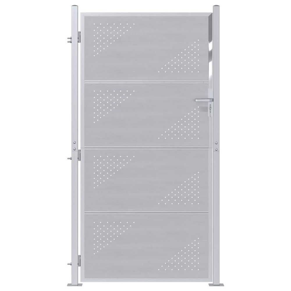 Porte de jardin argenté 96 x 200 cm acier inoxydable