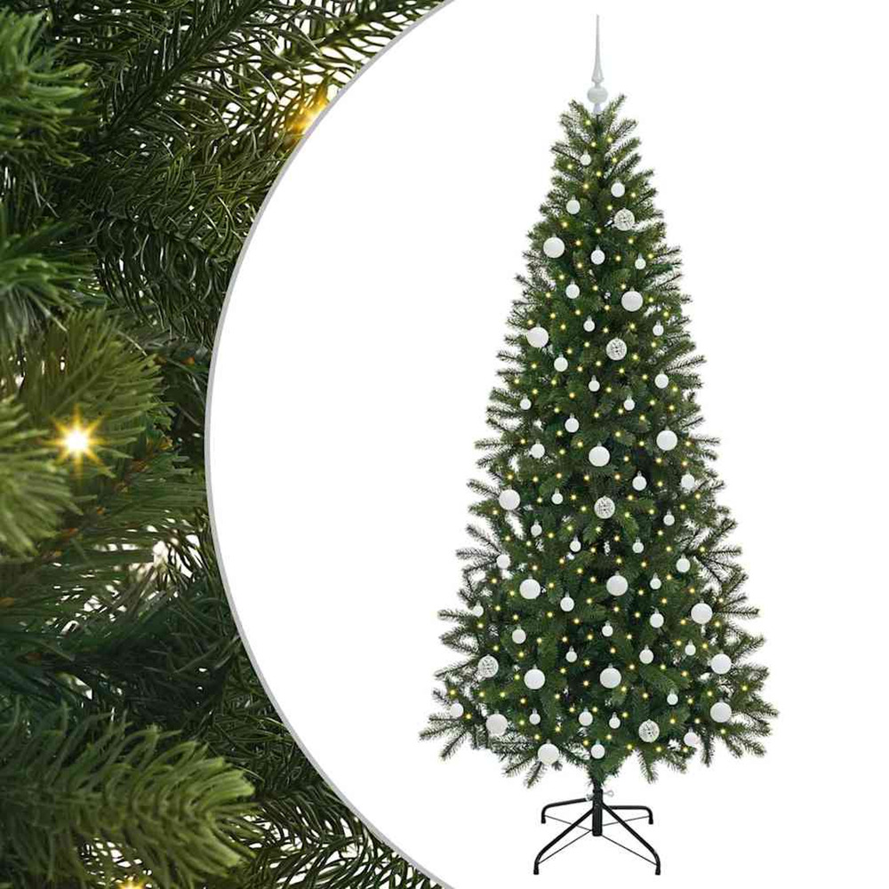 Sapin de noël artificiel avec 300 led vert 210 cm pe et pvc