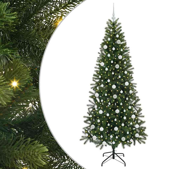 Sapin de noël artificiel avec 300 led vert 210 cm pe et pvc