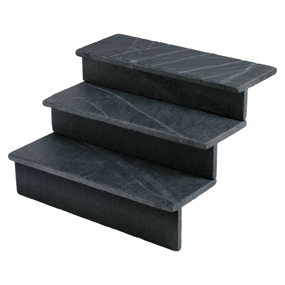Dessus de marche ardoise noire vieillie 80x30x3 cm bord droit (à l'unité) - ro'ma nature