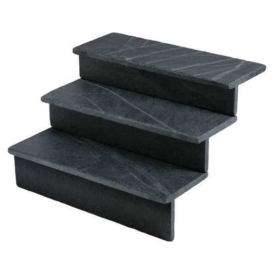 Dessus de marche ardoise noire vieillie 80x30x3 cm bord droit (à l'unité) - ro'ma nature