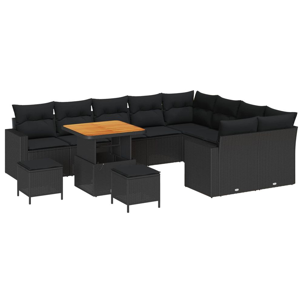 Ensemble de canapé de jardin 12 pc noir polyrotin