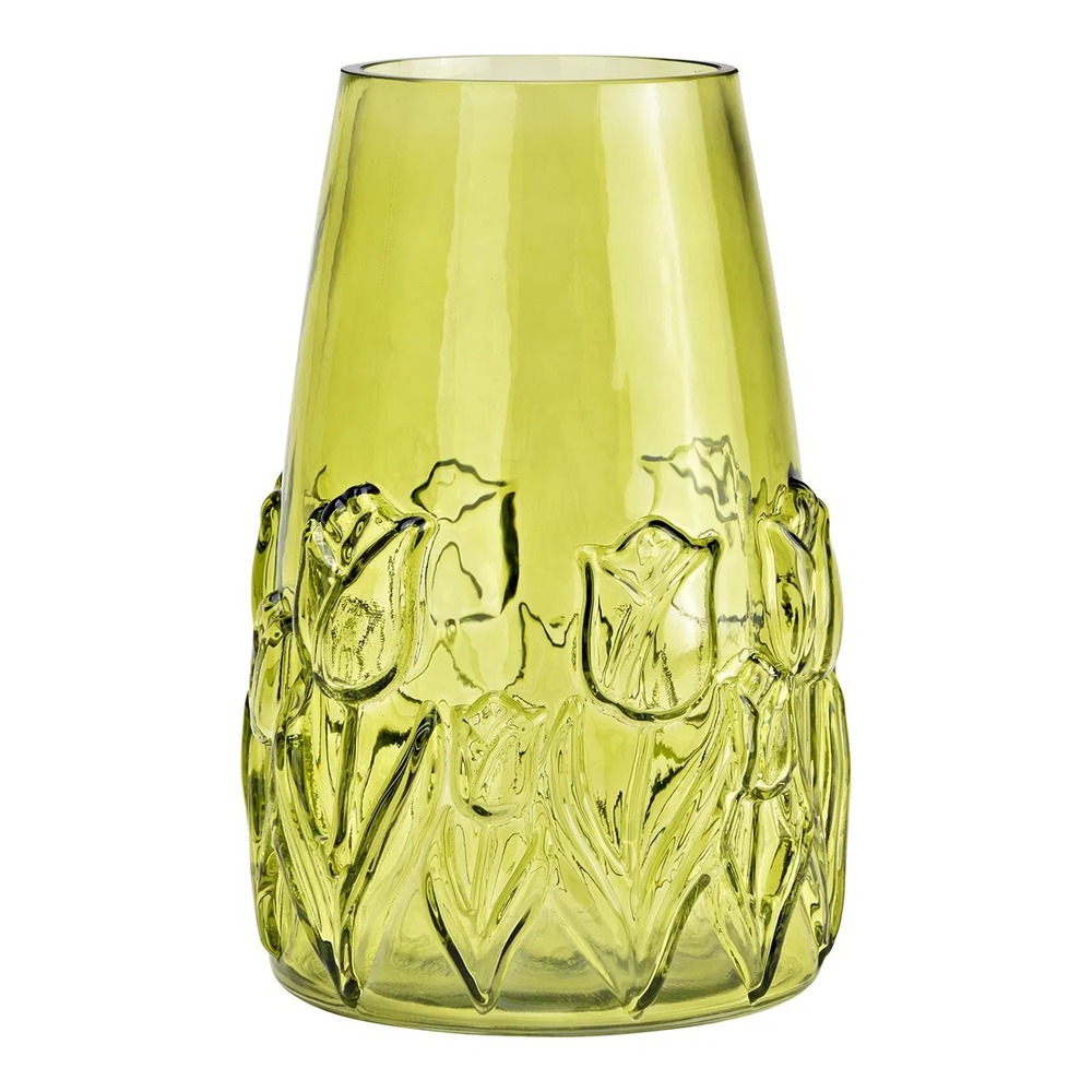 Vase en verre motif floral en relief