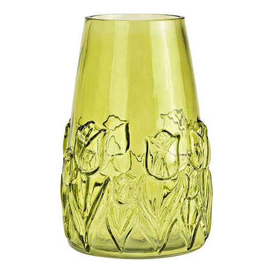 Vase en verre motif floral en relief