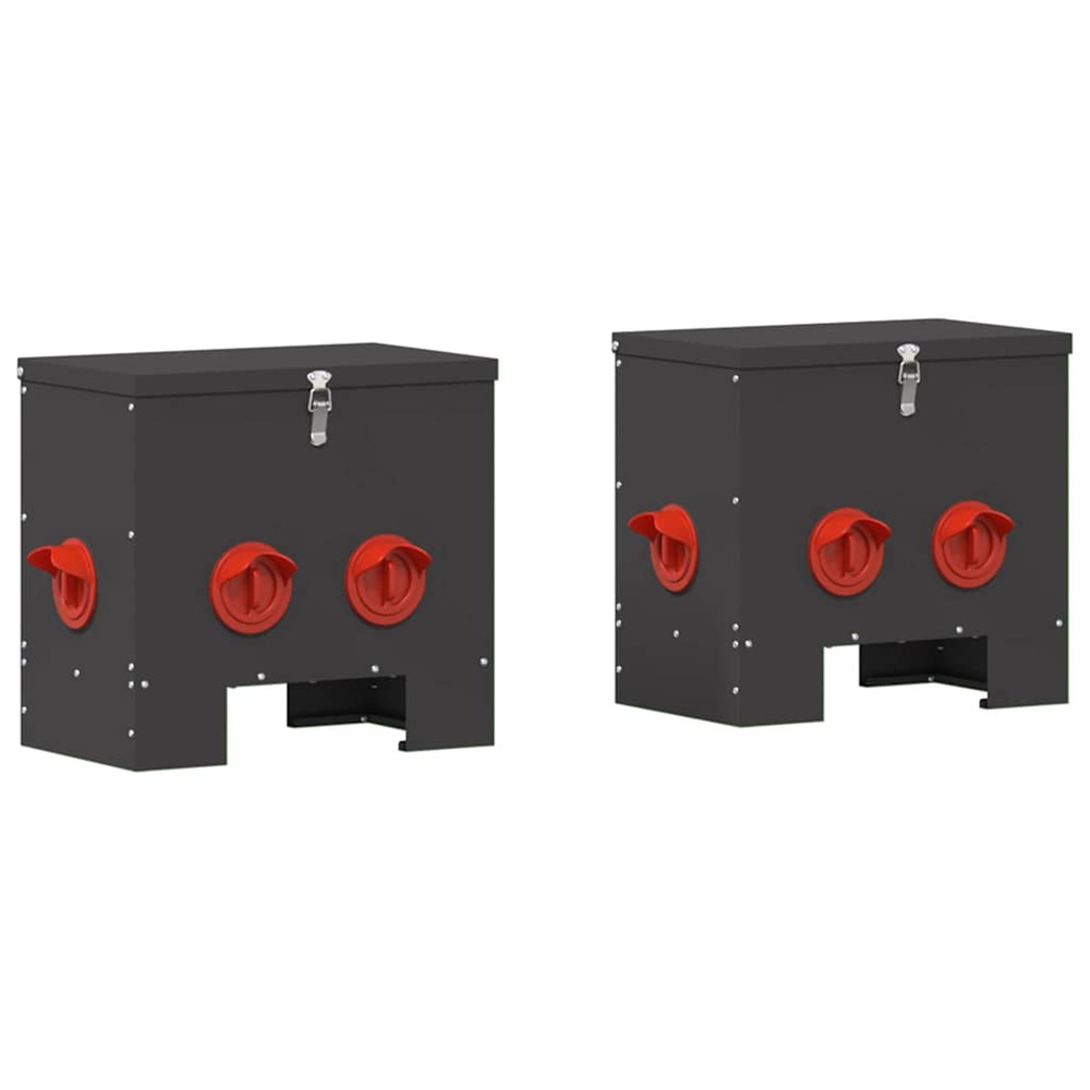 Mangeoire pour poules 2 pcs noir 40,5 x 25 x 38 cm