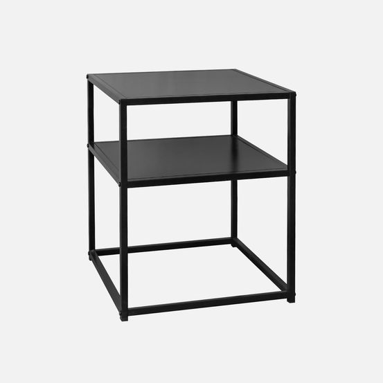 Table de chevet en métal noir avec étagère l 43 x l 40 x h 52cm
