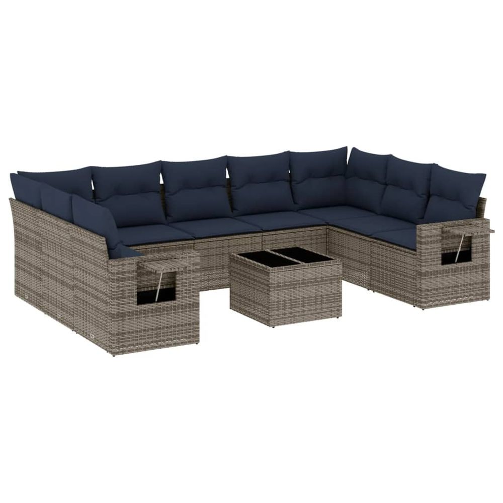 Ensemble de canapé de jardin 10 pcs avec coussins gris
