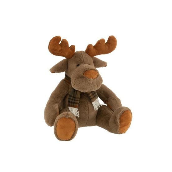 Renne en textile marron 32x28x32 cm