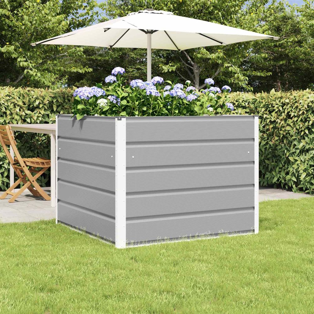 Carré potager haut en acier pour jardinage confortable 100x100x75 cm gris clair