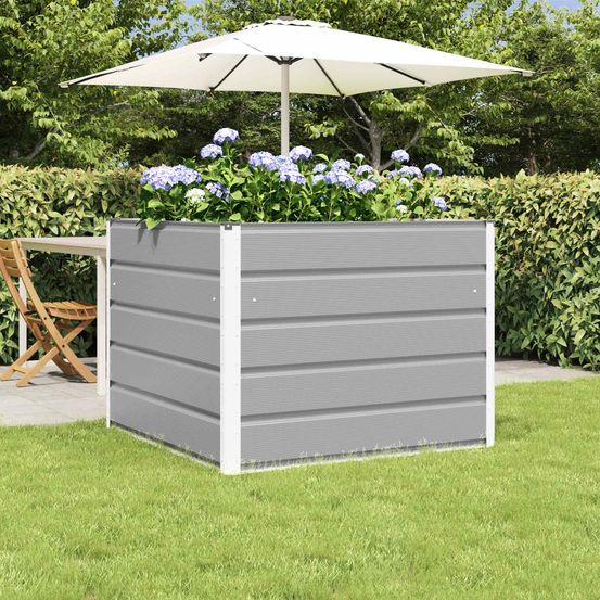 Carré potager haut en acier pour jardinage confortable 100x100x75 cm gris clair