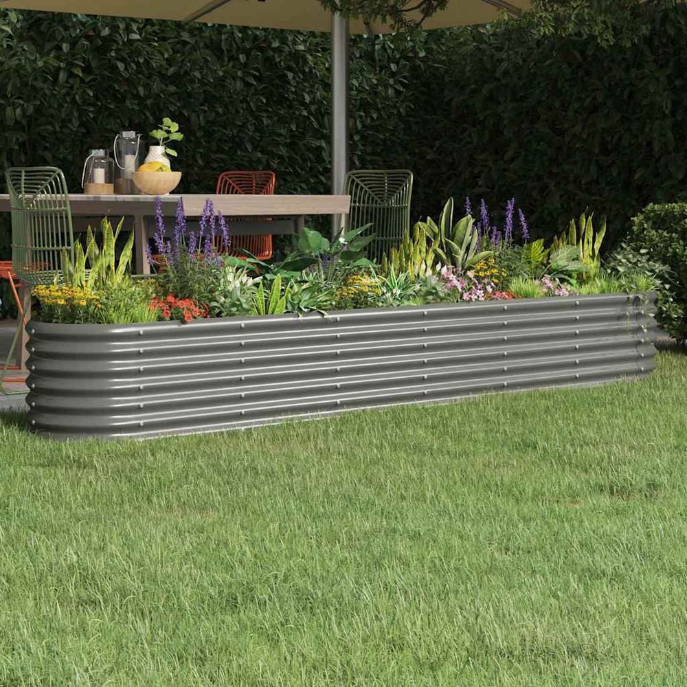 Jardinière surélevée acier potager pour jardin balcon gris 260x40x36 cm