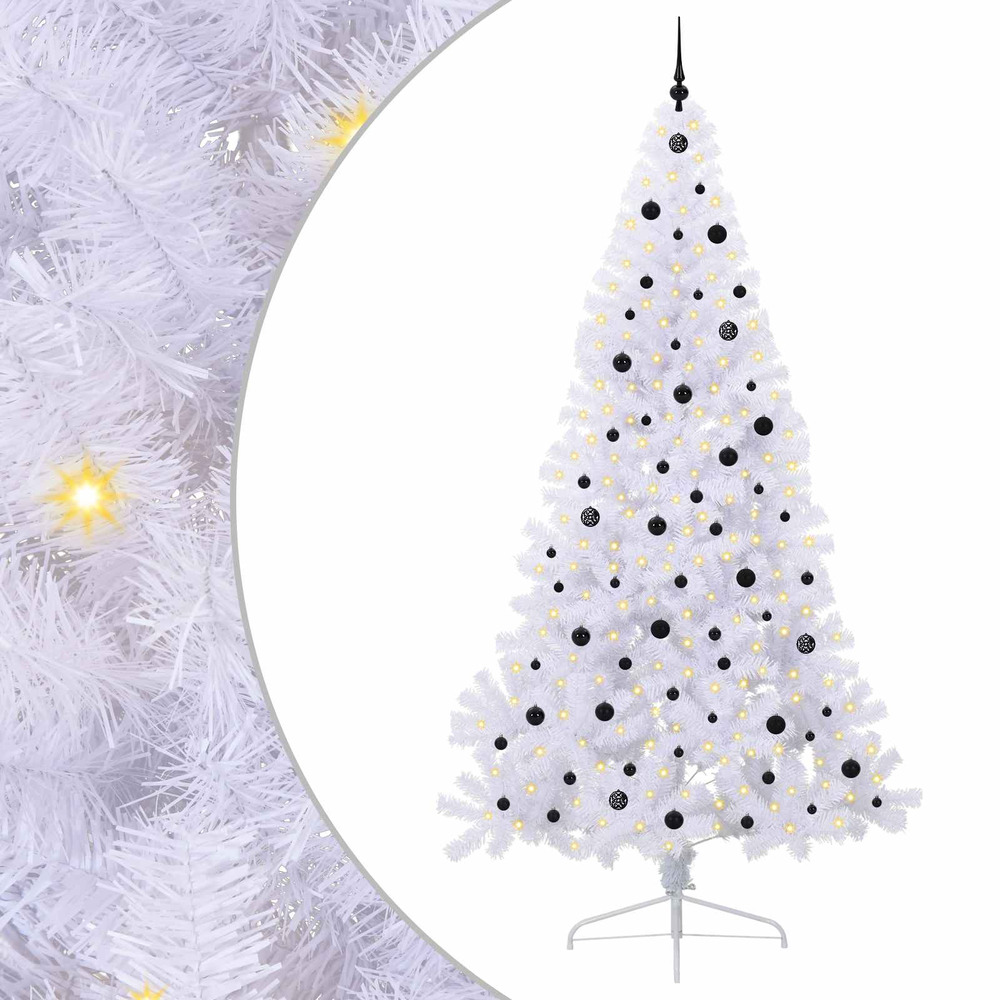 Sapin de noël artificiel avec 300 led blanc 240 cm pvc et acier
