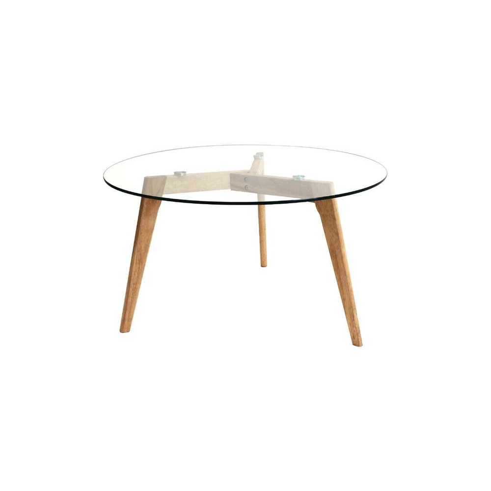 Table basse ronde plateau en verre 80 cm