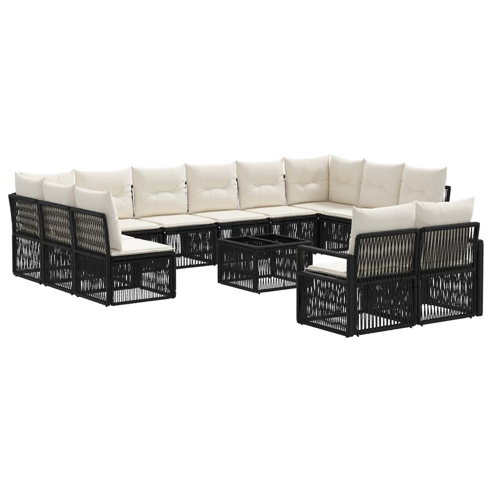 Ensemble de canapé de jardin 13 pc noir polyrotin