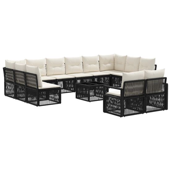 Ensemble de canapé de jardin 13 pc noir polyrotin