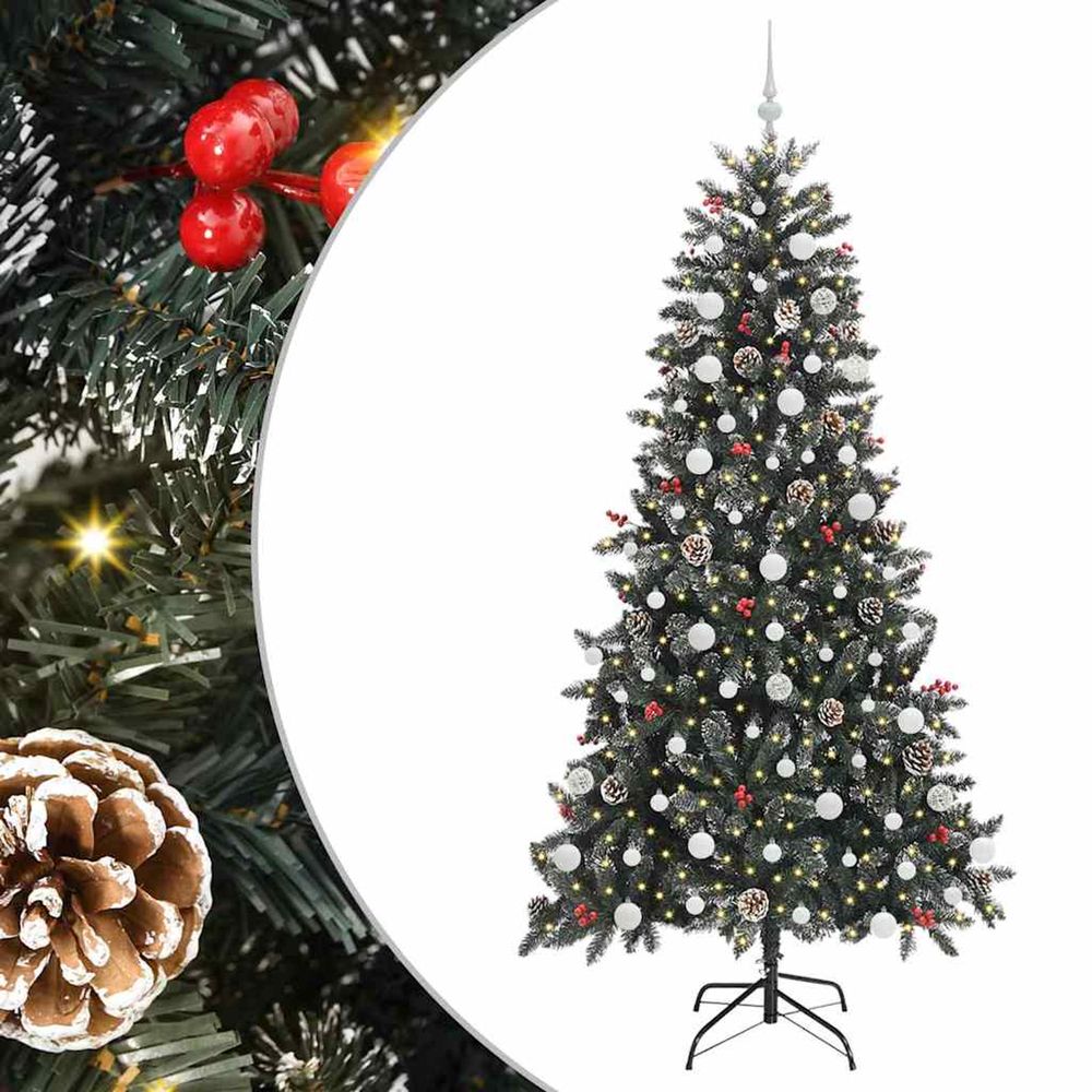 Sapin de noël artificiel vert 210 cm pvc, plastique et acier