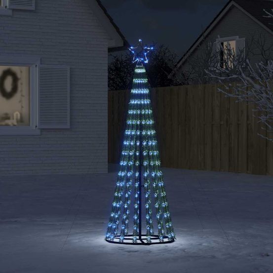 Sapin de noël lumineux 275 led pour jardin et intérieur bleu 180cm