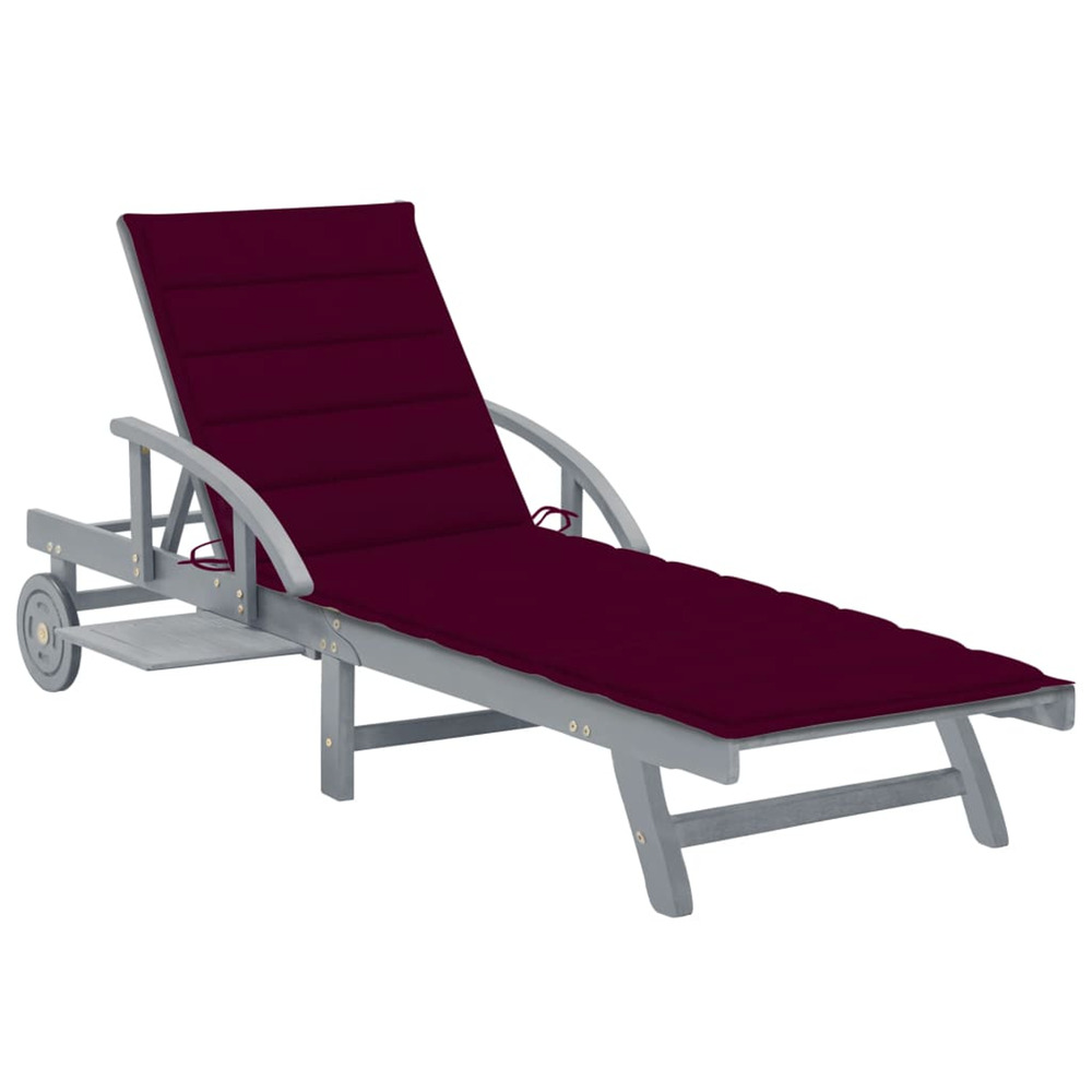 Chaise longue de jardin avec coussin bois d'acacia solide bain de soleil