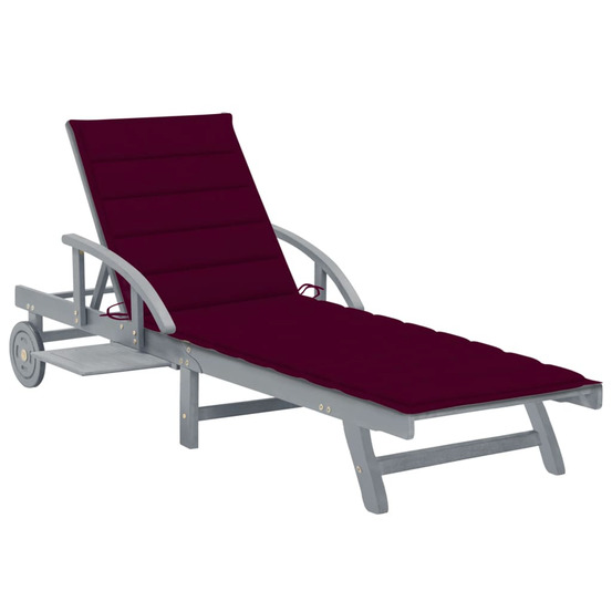 Chaise longue de jardin avec coussin bois d'acacia solide bain de soleil