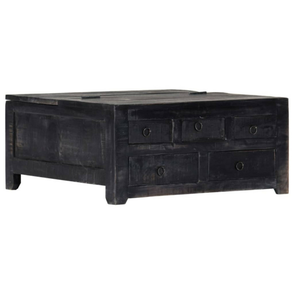 Table basse noir 65x65x30 cm bois de manguier massif