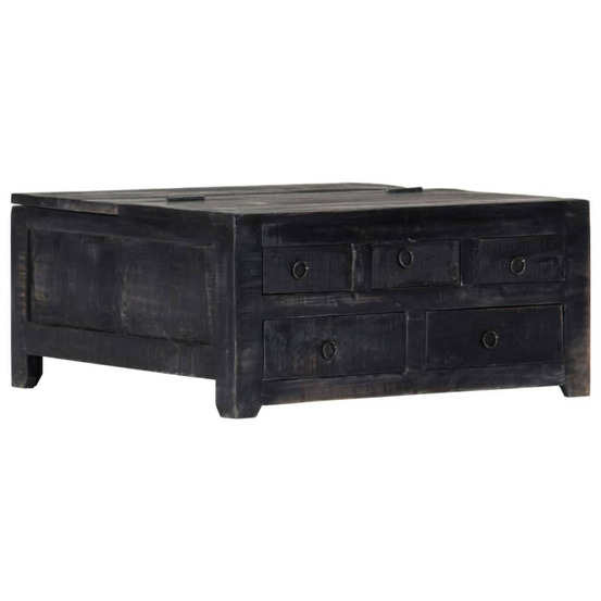 Table basse noir 65x65x30 cm bois de manguier massif