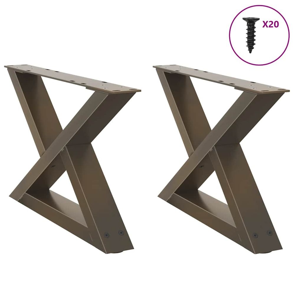 Pieds de table basse 2 pièces acier naturel 60 x (30-31,3) cm acier