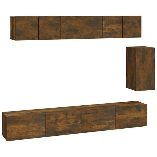 Ensemble de meubles tv 6 pcs chêne fumé bois d'ingénierie