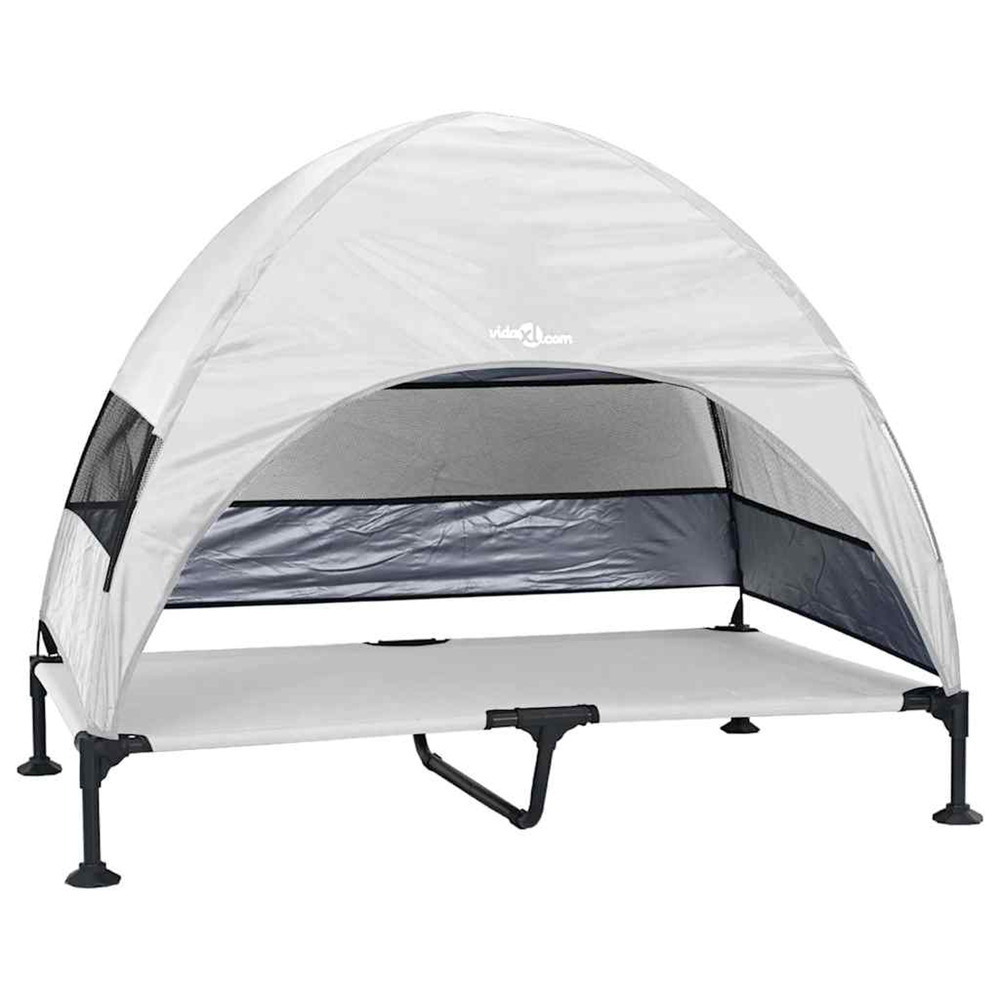 Lit surélevé pour chien gris argenté 127 x 81 x 108 cm