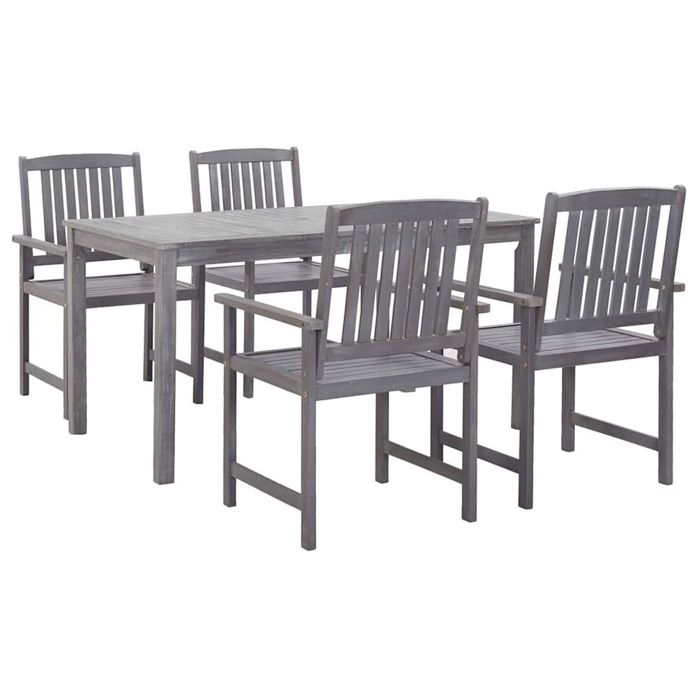 Ensemble à manger d'extérieur 5 pcs gris bois d'acacia solide