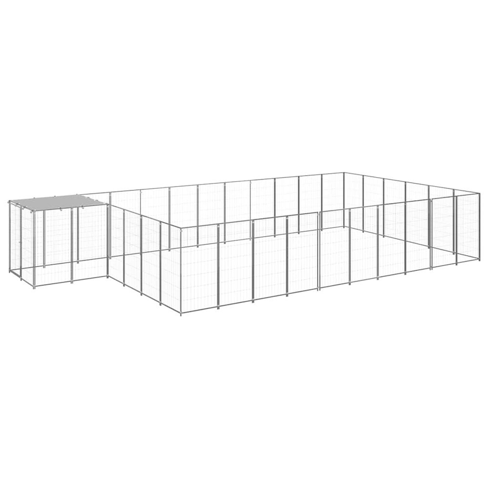 Chenil xxl pour chien en acier extérieur jardin avec toit de protection 19,36 m²