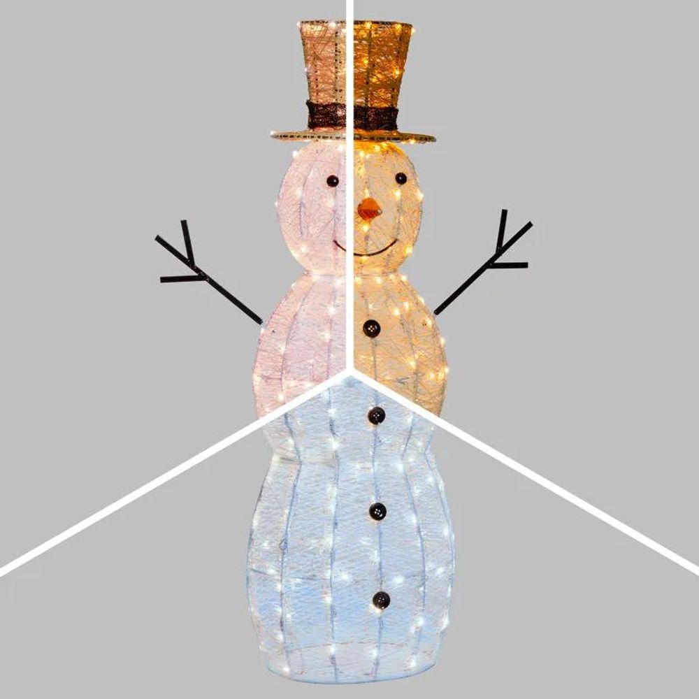 Bonhomme de neige lumineux 3d 105 cm 220 led dual blanc chaud/froid fixe extérieur ip44 lotti