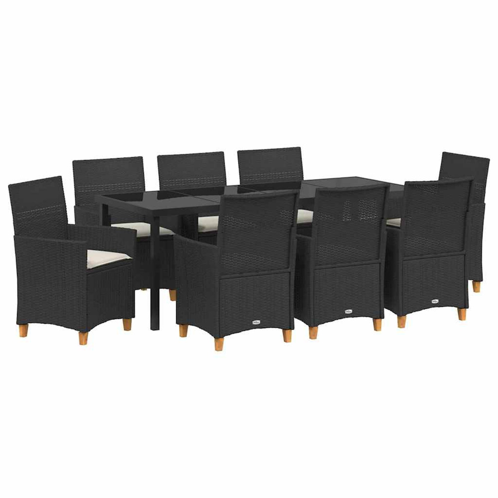Ensemble de salle à manger pour jardin 9 pcs noir polyrotin