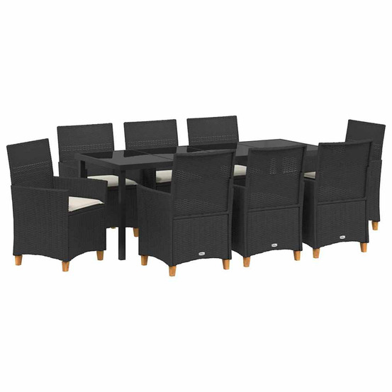 Ensemble de salle à manger pour jardin 9 pcs noir polyrotin