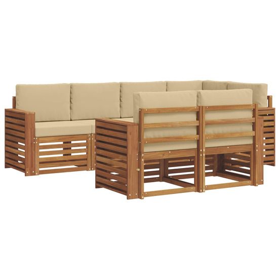 Ensemble de canapés d'extérieur 7 pc naturel et beige polyester