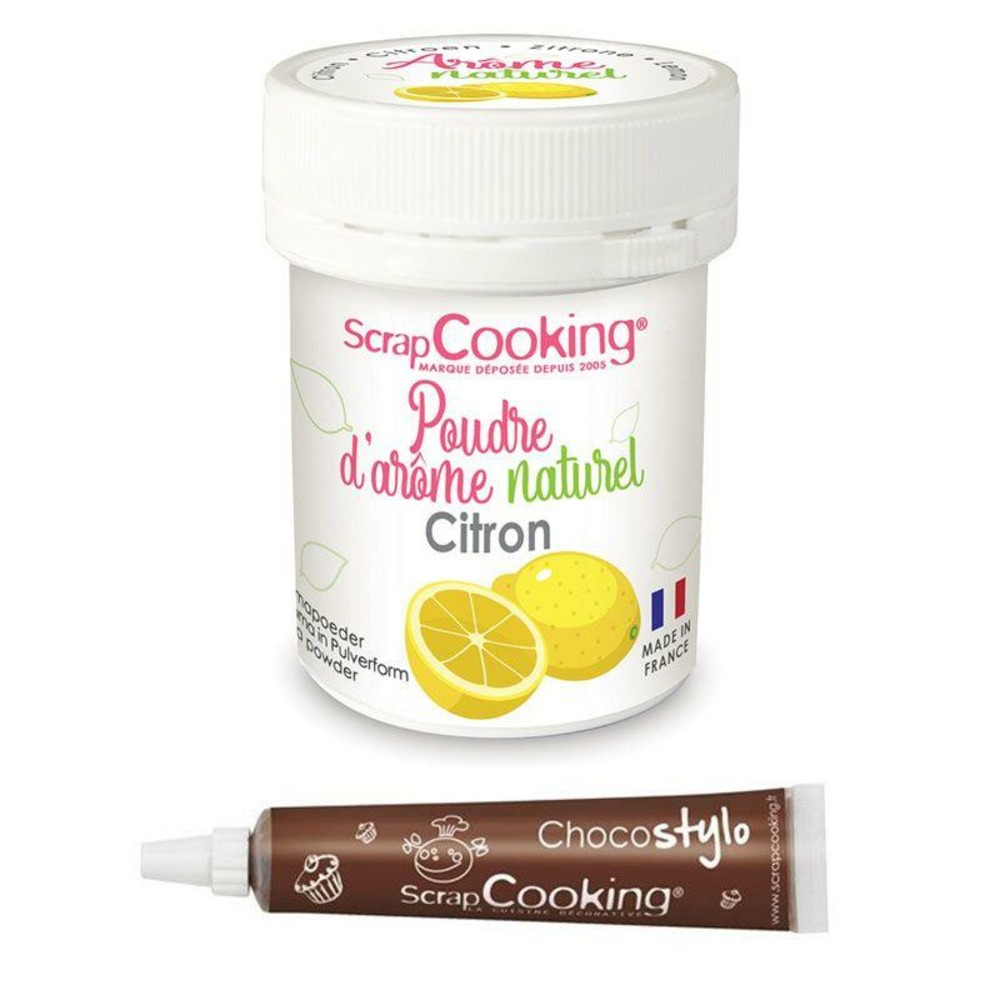 Arôme alimentaire naturel en poudre citron + stylo chocolat