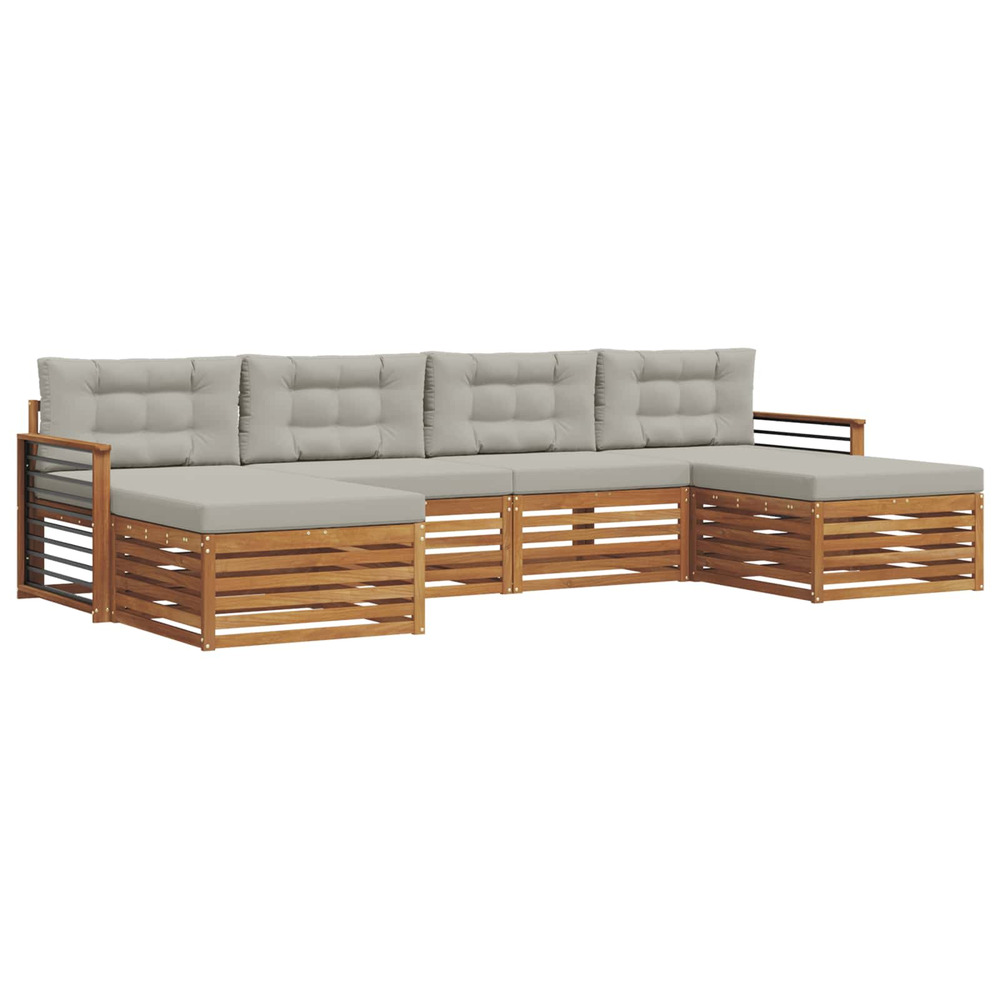 Ensembles de canapés avec coussin 6 pcs gris naturel et clair