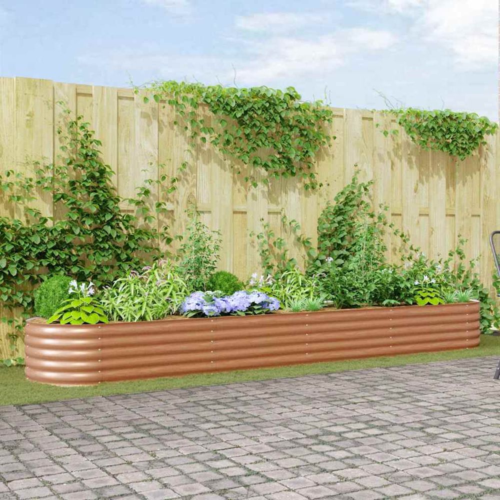 Jardinière potager surélevé en acier pour jardin marron 400x80x44 cm