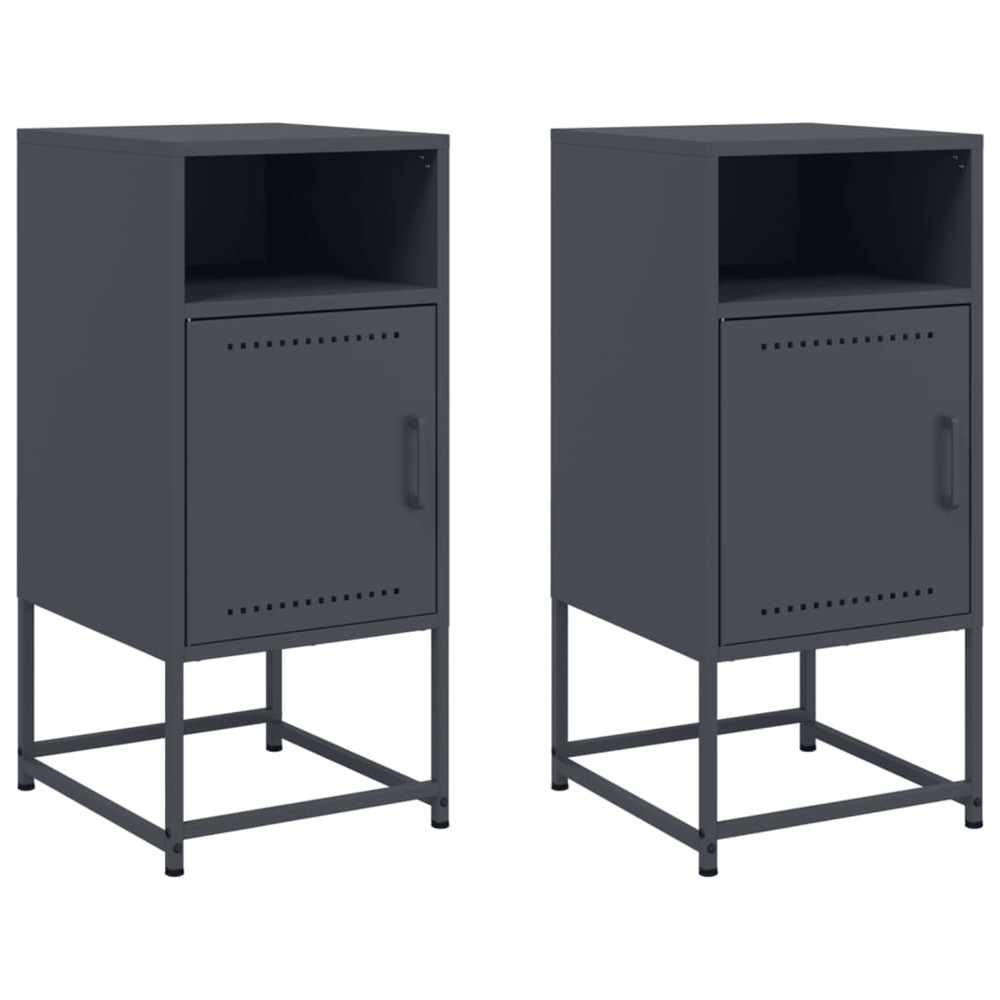 Tables de chevet 2 pcs anthracite 36x39x78 cm acier