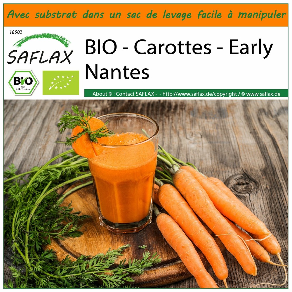 Garden in the bag - bio - carottes - early nantes - 1500 graines - daucus carota subsp. Sativus