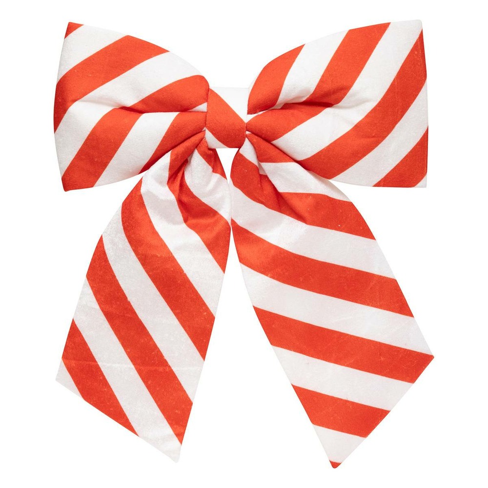 Nœud déco rayures 46x38cm rouge et blanc