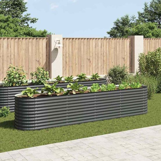 Carré potager surélevé 400x80x81 cm acier galvanisé potager gris