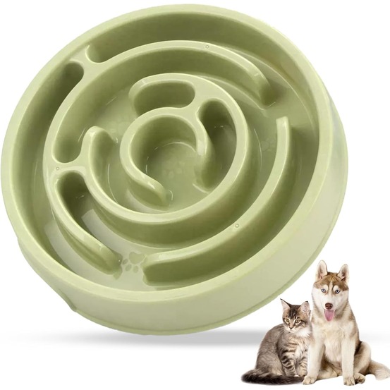 Mangeoire anti glouton pour chien et chat vert