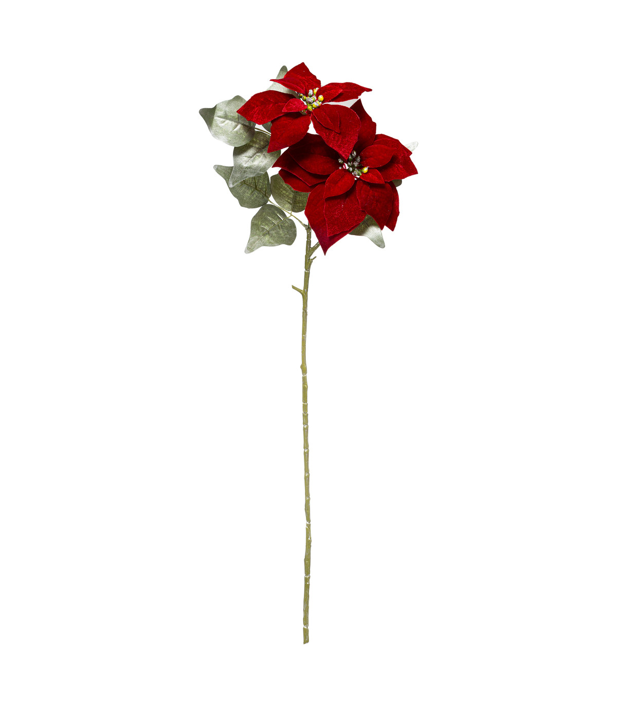 Branche décorative spéciale fêtes poinsettia rouge fleur de noël h 75 cm