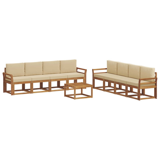 Ensemble de canapés d'extérieur 9 pcs naturel et beige