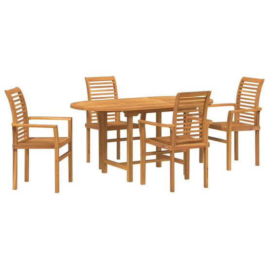 Ensemble de salle à manger pour jardin 5 pcs marron teck massif
