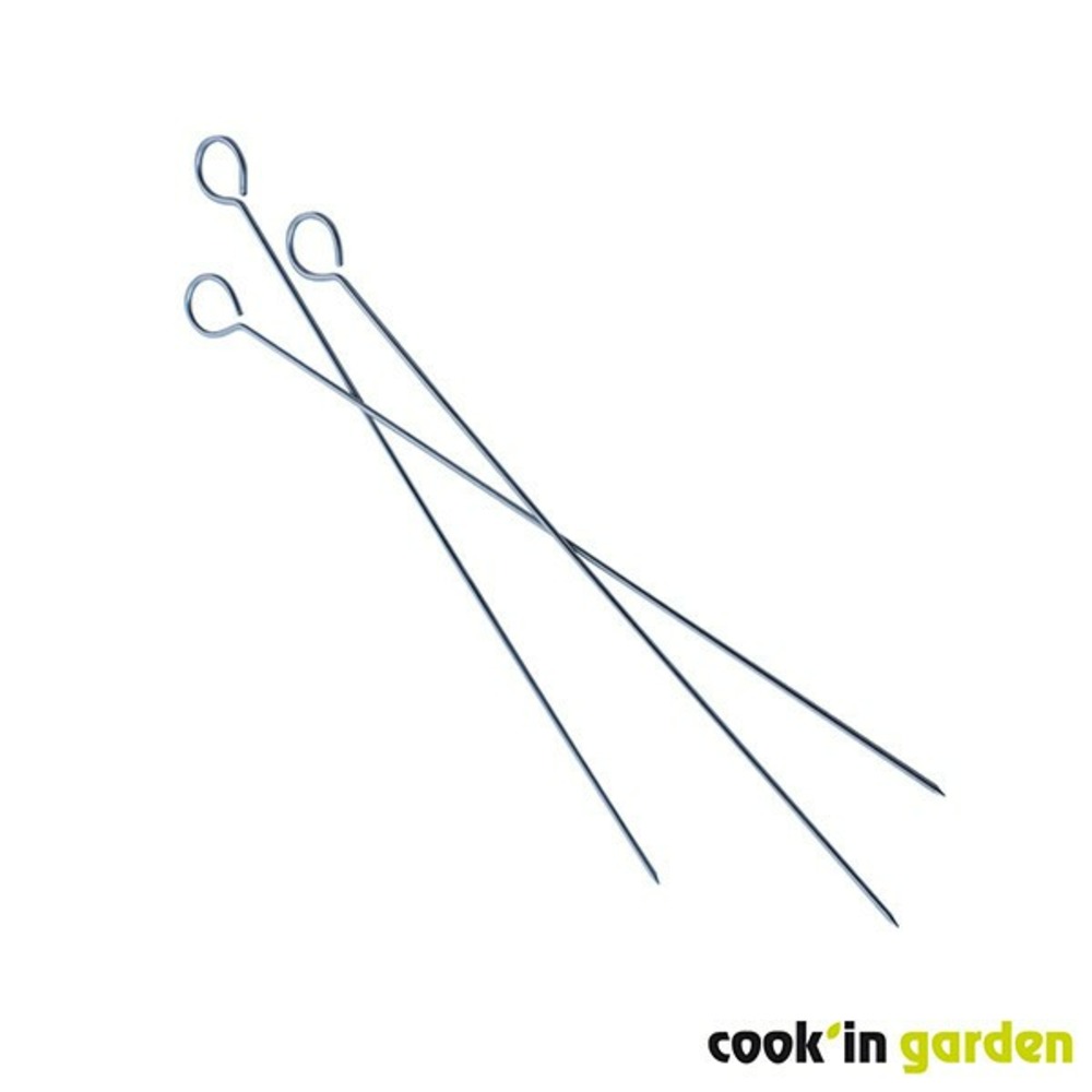 Lot de 10 pics à brochettes en inox pour barbecue cook'in garden