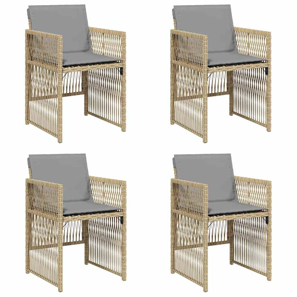 Chaises de jardin avec coussins lot de 4 mélange beige
