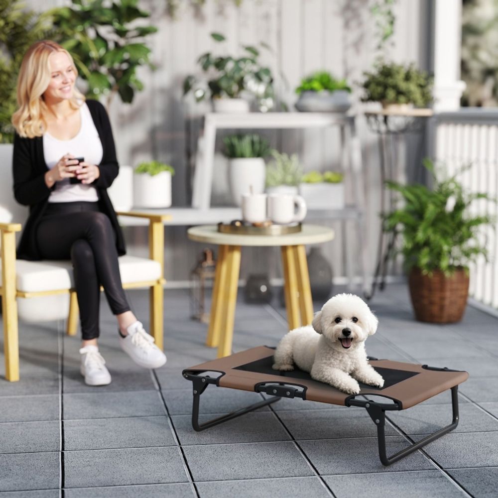 Lit de camp chien oxford 600d intérieur extérieur pliable respirant 75x51cm café - comfortxl pet living
