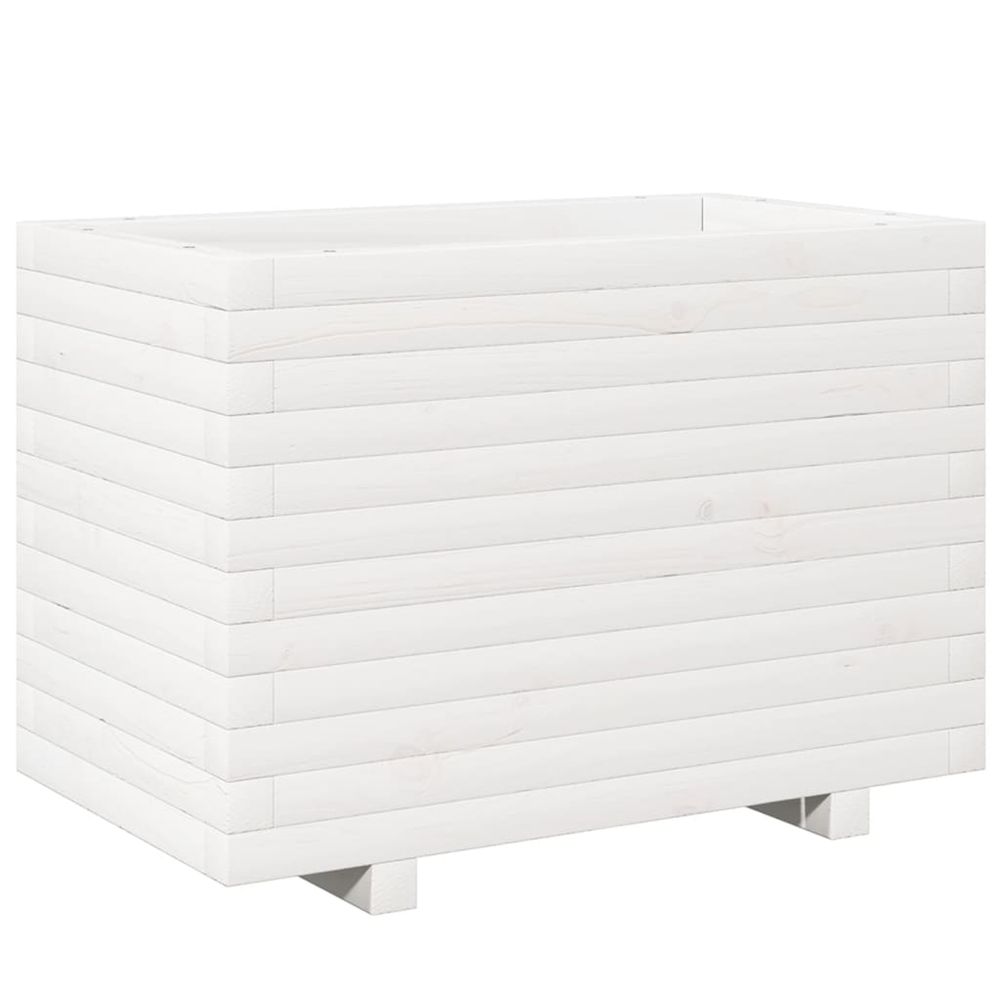 Jardinière d'extérieur blanc 70x40x49,5 cm bois de pin massif