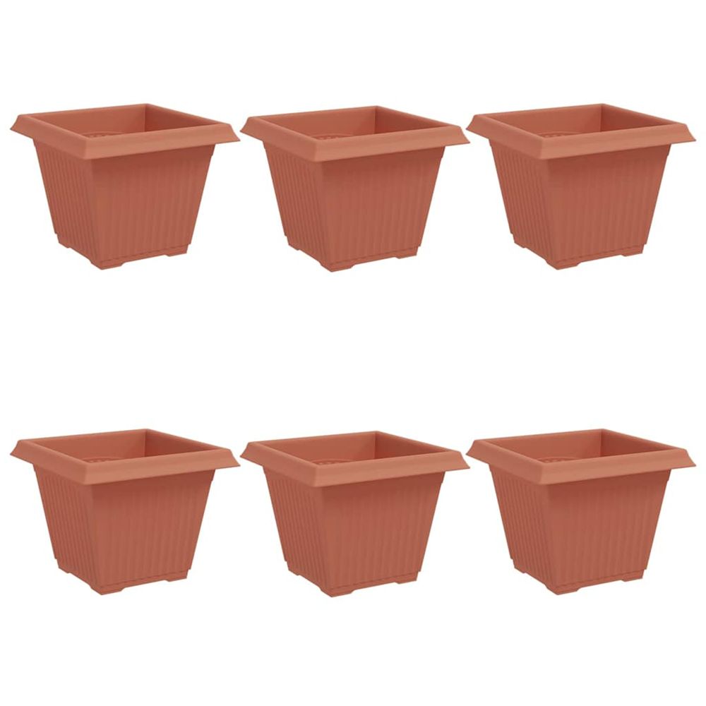 Pot de fleurs carré 6 pc rouge brique 38 x 38 x 30 cm plastique